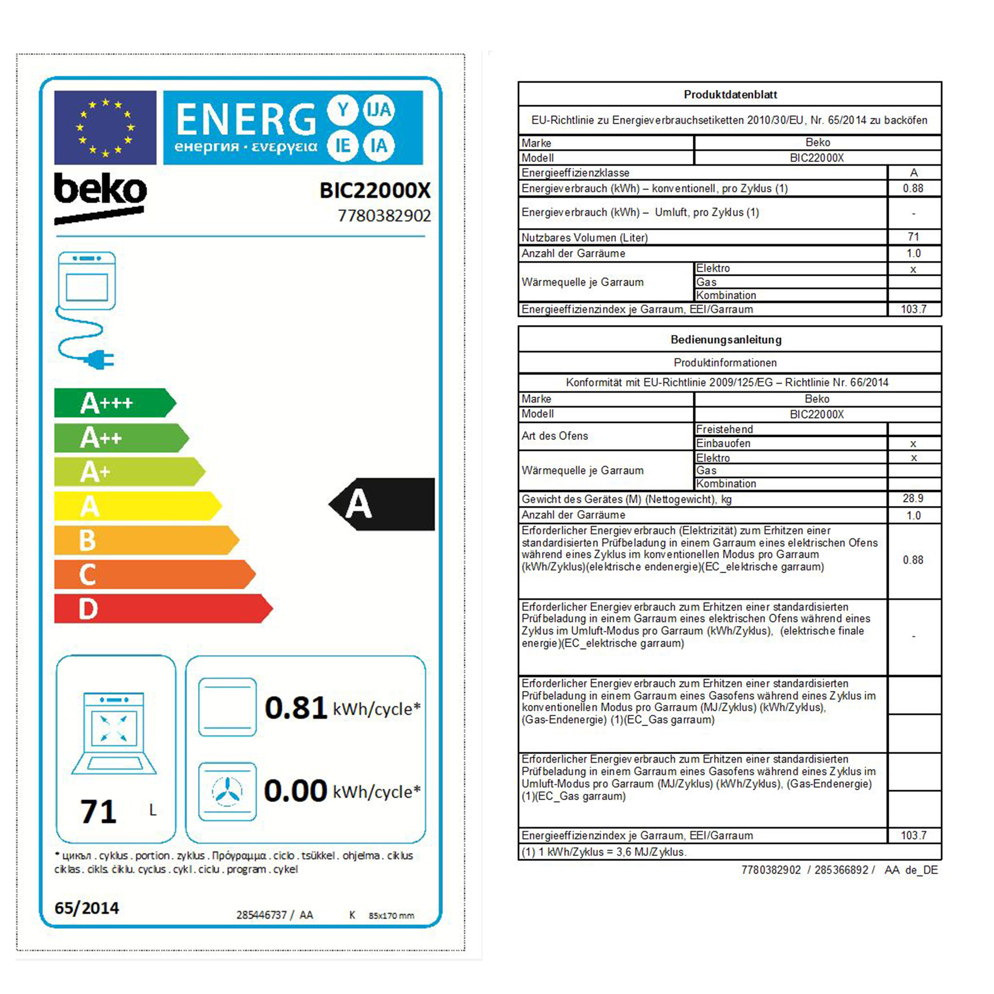 kuchen backofen Backofen Symbole Beko