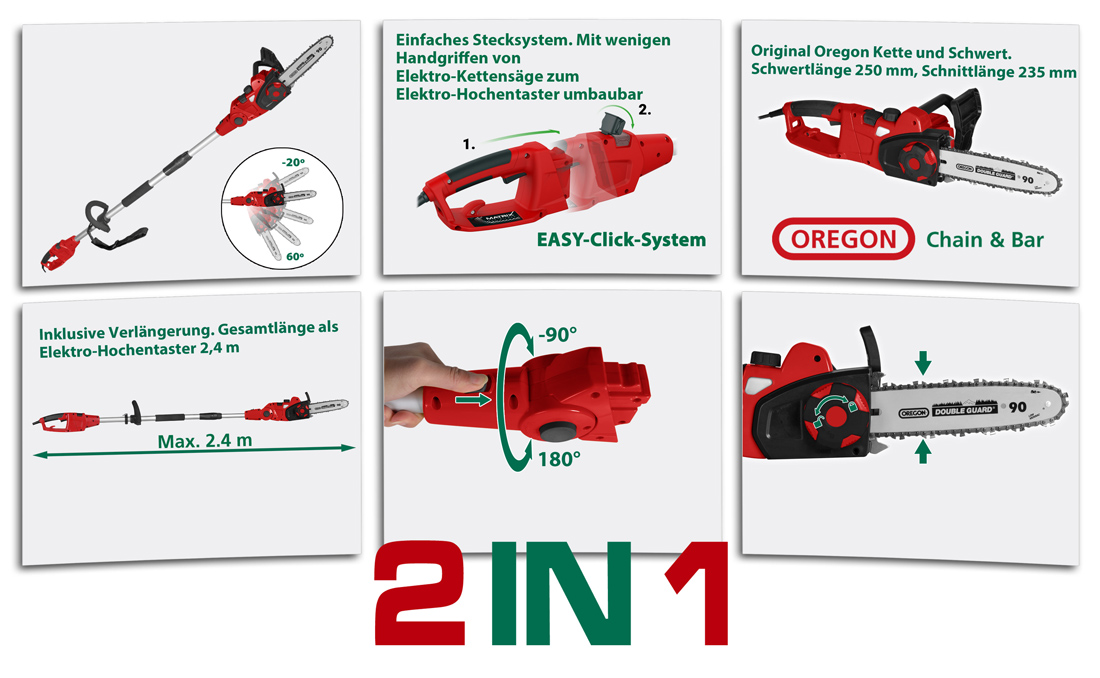 Voerjia 2-in-1 Hochentaster Akku - Teleskop Kettensäge Mit 2x 4.0Ah Akkus